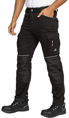 BWOLF Daytona Pantalon de Travail Stretch pour Homme, Cargo, avec de Nombreuses Poches, Noir, XL
