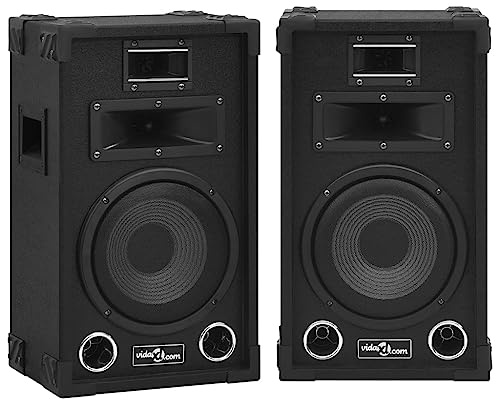 vidaXL Professional Stage Speakers - 2 pcs 800W Passive Hifi Speakers with Bass Reflex Holes, Heavy-duty Woofer, Precision Tweeter - Black