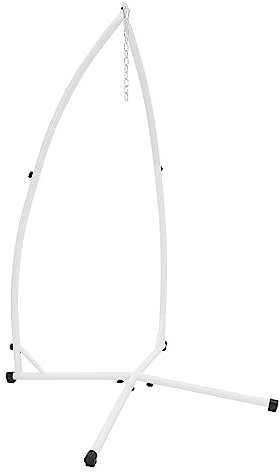 ECD Germany Hängesesselgestell Weiß, 208 cm, Belastung bis 120 kg, stabil & sicher, Stahlrohr, Freistehendes Hängestuhlgestell Hängesessel Hängestuhl Metallgestell Hängesesselständer Hängesitzständer