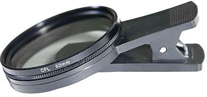 Okiyakusama Polarizador CPL para Teléfono Móvil, Elimina el Reflejo de la Lente de la Cámara, Filtro de Lente, Lente Única CPL 52 mm + Clip