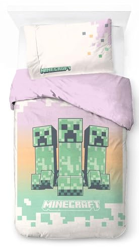 Jay Franco Minecraft Desert Creeper 100% Cotton Single Duvet Cover Set - Includes 50 x 70cm Pillowcase