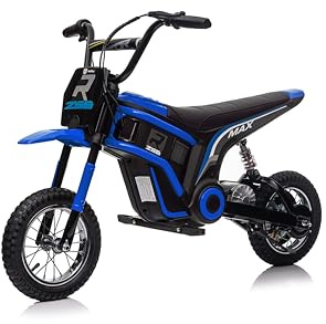 FINOOS Motocross Électrique pour Enfants 24V, Moto Électrique avec Moteur 350W, Modes de Vitesse de 8/16 KMH, Autonomie de 20 KM, Pneu Pneumatique de 12'', Adapté aux Enfants 3.5-7 Ans (Bleu)