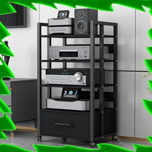 ZIUSFAC Armoire AV 2/3/4 Couches Audio/Vidéo De Centre De Divertissement Etagère Support AV Media Mobile Meuble Multimédia Meuble Chaine HiFi Media Stand pour Salon/Bureau(Sharp,4 Tier-50x40x100cm)