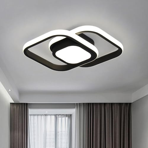 LED-taklampa 4000K Neutral Vit 24W Fyrkantig Taklampa Svart 2000LM modern design Halllampa Kökslampa för studio balkong källare garage trappgång Badrum Kök Ø32CM