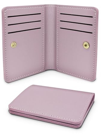 AfitLulu Ladies Purse Ultra-Thin Credit Card Holder Wallet Solid Color Women Wallets Womens Purse Simple Small Purses with Snap for 8 Credit Card Slots and 1 Banknote Slot (Purple)