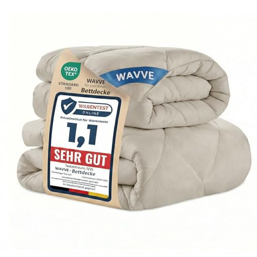 WAVVE Piumone Letto Singolo 135x200 cm 2 pezzi Set Estivo 150gsm + 4 Stagioni 300gsm = Invernale 450gsm Piumino, Trapunta Microfibra Beige