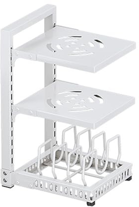 SCREENKART Organizador de ollas y sartenes para gabinete, 2/3/4 Niveles Estanteria Bajo Fregadero, Altura de Capa Ajustable y Almohadillas para los pies, Puede Colocar En Armarios/Esquinas/Mesas
