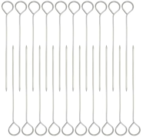 20PCS Turkey Lacers for Trussing, Stainless Steel Metal Skewers for Meat and Poultry Trussing, Reusable Needles Poultry Grilling Supplies for Cooking Barbecue Kitchen Chicken Roast Supplies