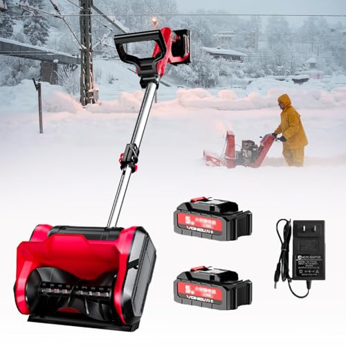 Lättvikts elektrisk snöslunga, batterisnöslunga med riktningsplatta och justerbart främre handtag, 12,6 tum bredd & 6,3 tum djup & 26 fot kastavstånd, för biluppfart, trädgård, camping