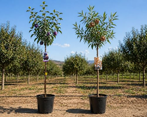 Garden Center Shop | Pack Árboles Frutales Higuera y Melocotonero | Plantas Naturales para Jardín y Huerto | Producción de Fruta | Ideal Exterior (Almendro y Ciruelo)