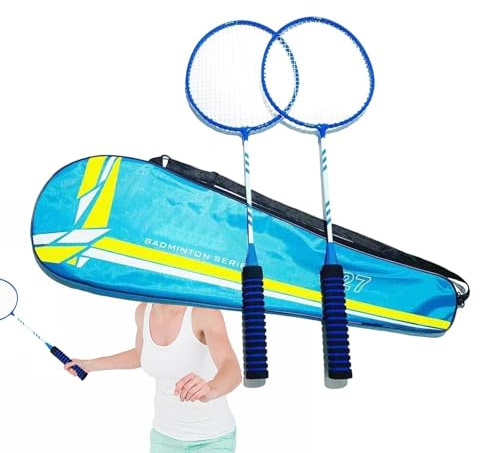 Set da badminton, leggero set di ricambio per 2 giocatori, attrezzatura da badminton con corde elastiche, per giardino, giochi di famiglia all'aperto