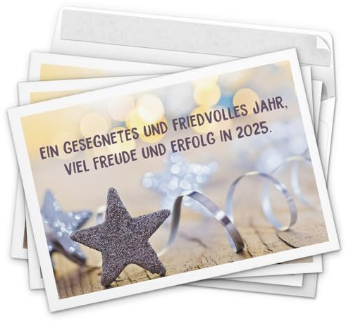 Einladungskarten Manufaktur Hamburg 10 Neujahrs-Karten (Gruß zum neuen Jahr) im Postkarten Format mit Umschlag/Weihnachten/Sylvester / 2026 / Neues Jahr/Silvester