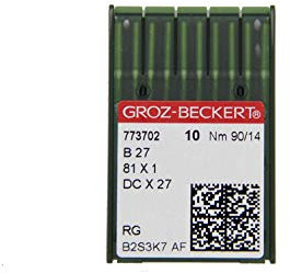 GROZ-BECKERT 10er Packung Nähnadeln B 27 mit Rundkolben und Rundspitze für Overlock-Industrienähmaschinen (Nm. 90/14)