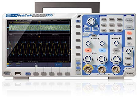 PeakTech 1356 – 2-Kanal All-in-One Speicher-Oszilloskop 60 MHz - Max. 1 GS/S und 12-Bit A/D - mit USB, Lan und 8 Touchscreen TFT Farbdisplay, Speichertiefe 40 Mio. Punkte, Fft- und Xy- Modus, Dso