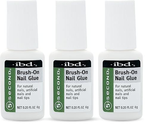 5 Second Brush-On Nail Glue 6 g, For Nail Tips, Full Cover Nails, And For Repairing Of Cracked, Split Natural Nails, 3 Packs