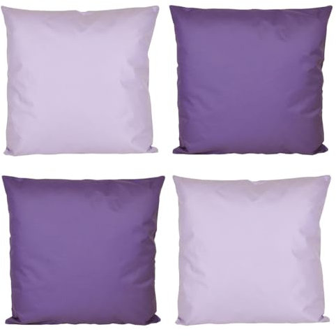 Coen Bakker Jack 4X Outdoor Lounge Kissen 45x45cm viele Farben Dekokissen inkl. Füllung Wasserfest Sitzkissen Garten Stuhl, Farbe:2X Flieder - 2X Lila