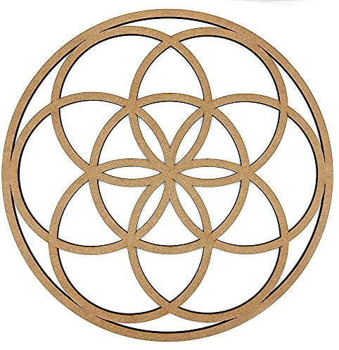 EVYRE | Quadro Legno Mandala | Pannelli In Legno Per Pareti 40cm | Pannelli Decorativi | Quadri In Rilievo | Quadri Decorativi Per | Pareti Spiritualità Oggetti, Vintage (1, Seme della vita)