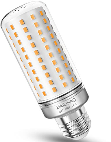 MAILIHAO 1Pezzi 25W Lampadina LED E27,200W equivalenti a incandescenza,Luce Bianca Calda 3000K 2500LM,Edison Lampade Mais E27 Candelabro, Alta luminosità e Risparmio Energetico Non Dimmerabile