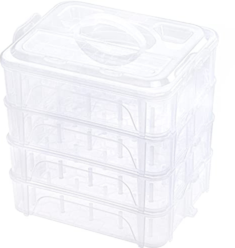 New brothread 4 Strati Scatola/Organizzatore Trasparente Impilabile per 80 Bobine di Filo da Ricamo e Cucito per la Casa (Dimensioni Rocchetto Requisito: Altezza ≤5,6cm; Larghezza ≤4,3cm)