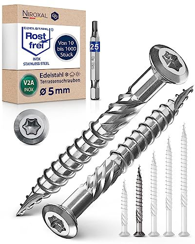 Viti a testa bombata in acciaio inox 5 x 50 A2, 5 mm di spessore, 250 viti per legno lunghe 50 mm con 1 punta Torx
