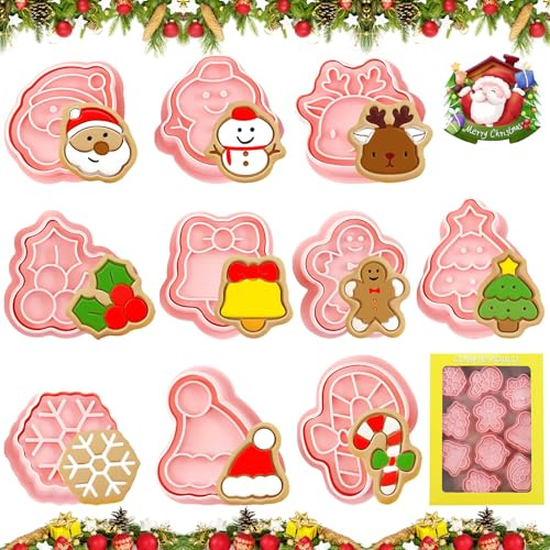 Lets Joy Stampo per Biscotti Natalizi, 10 Pezzi Formine per Biscotti Natalizi, Stampi per Biscotti 3D, Tagliabiscotti Natale Formine Biscotti Natale per Decorare Biscotto, Dolci, Torta