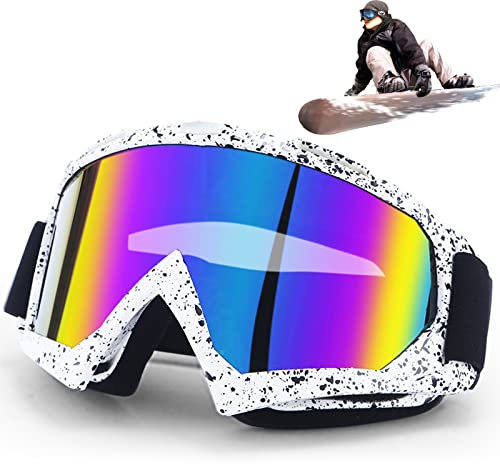 DONGZQAN Unisex Skibrille OTG, Skibrille für Brillenträger, Crossbrille, Antibeschlag-Uv-Brille Mit Schaumstoffpolsterung, Geeignet für Outdoor-Sportarten (Bunt)