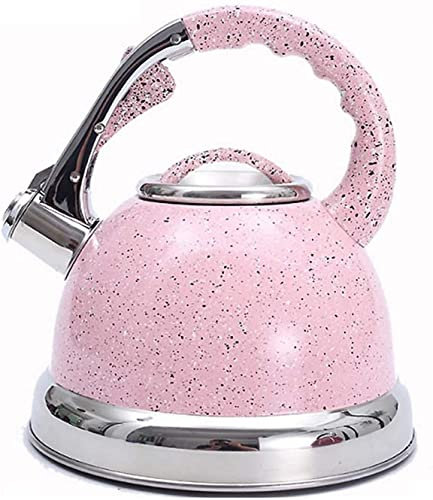Bollitori da tè con fischio Piano cottura 3,5 litri Bollitore rosa con fischio Bollitore per acqua in acciaio inossidabile Fornello a gas Fornello a induzione Teiera con manico antiscottatura The New