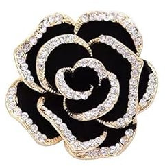 Gimiro Damen Brosche geklügelte Kamelie Strass Perlen Rosen Anstecknadeln Blazer Kleid Clipper für Hochzeit Modeaccessoires (L)