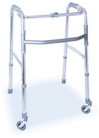 DEAMBULATORE PIEGHEVOLE ALLUMINIO - ALTEZZA REGOLABILE - 2 RUOTE PIROETTANTI MM.80 + 2 PUNTALI - MARCHIO CE