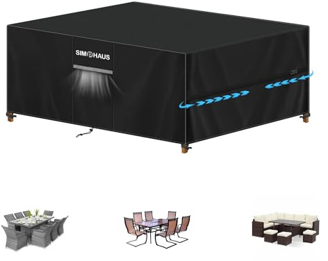 SIMPHAUS Skyddsöverdrag för trädgårdsmöbler, trädgårdsbord och loungemöbler, regnskydd för utemöbler, vattentätt skydd för terrassbord, 210 x 140 x 80 cm