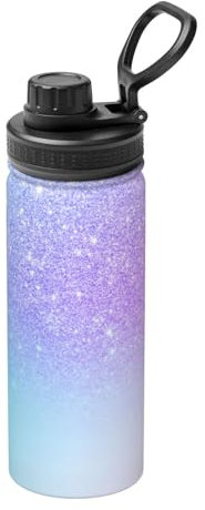 YsoLda Insulated Kettle,18oz Insulated Kettle Stainless Steel Water Bottles Insulated Cup,Purple Pink Glitter Ombre Blue Gradient