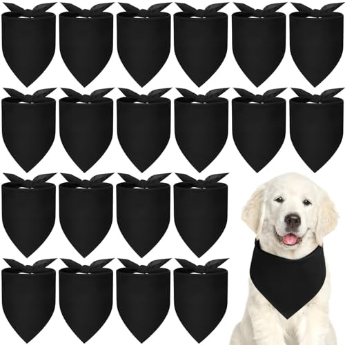Abbylike 20 Pcs Sublimation Blank Dog Bandanas Plain Bandanas for Dogs Heat Transfer Triangle Bibs DIY for Puppy Cat Pets Birthday Costume Accessories Party Decoration (Black,Small)