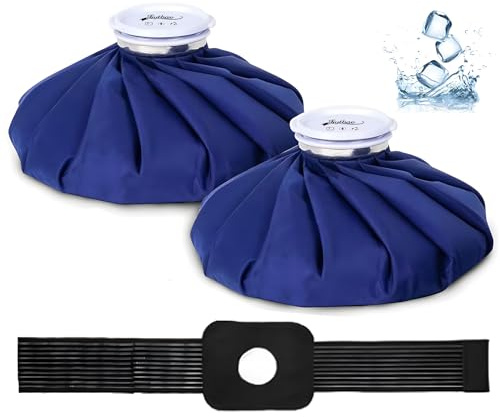 Ice Pack, Ice Bags for Injuries Reusable with Support Wrap, 11 Ice Bags Hot Water Bag for Hot & Cold Therapy and Pain Relief, No-Leak Elastic Breathable Ice Bag, Size 11, Blue