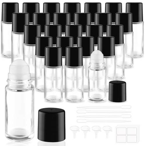 Large Glass Roll On Bottles,Empty Glass Deodorant Roller Bottles With Large Plastic Roller Ball for Essential Oil,Deodorant,Castor Oil,Body Oil-Dispense Containers for Pains (Clear, 1.7oz/50ml)