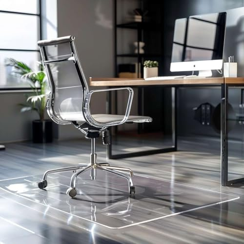 Clear Chair Mat, Non-Slip PVC Clear Wooden Floor Protector Mat with Round Edge, Heat Resistant & Waterproof Flooring Protector for Home and Office