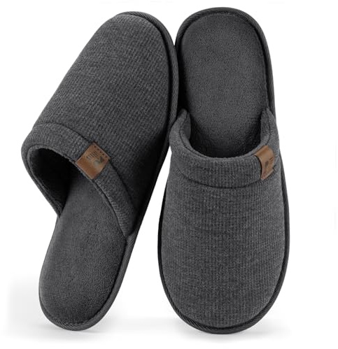 RockDove Pantofole Uomo LiteStep in tessuto waffle con memory foam e suola antiscivolo, 42/43 EU, Grigio