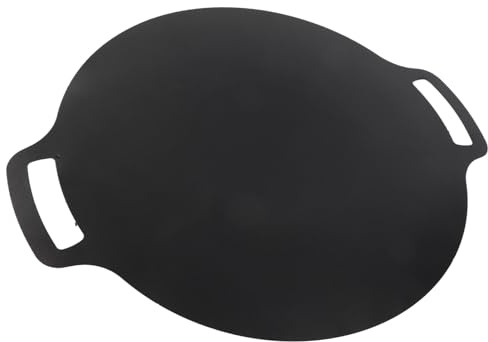 Bonbela Koreansk grillpanna Maifan sten rund BBQ grillpanna anti-klibbig högtemperaturbeständig grillplatta för utomhuscamping (28 cm)
