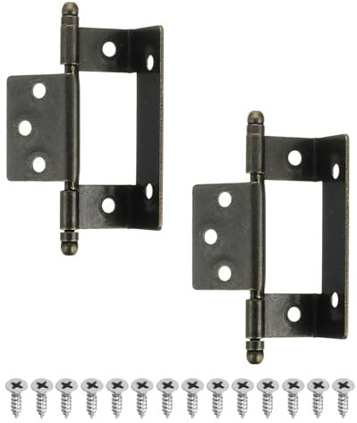QUARKZMAN 2pz Cerniere per Mobili a Incasso Completo, 3,4x0,8 Pollici Cerniera a Punta Asse Lungo Parziale Avvolgente Vintage Cerniera per Mobili a Incasso con Viti, Bronzo