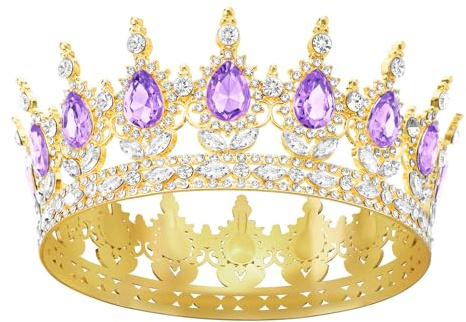 DRESHOW Corona da Donna Diadema Rotondo Principessa Corona Regina Barocca con Strass Scintillanti per Matrimonio Ballo Compleanno Pageant