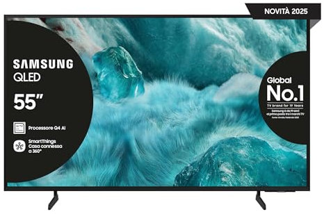 Samsung Smart TV 55'' QE55Q7F5AUXZT QLED 4K, Q4 AI Processor, 4K Upscaling, OTS Lite, Slim Look Design, 2025