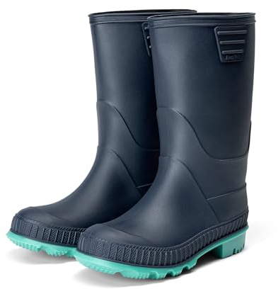 DREAM PAIRS Bottes de Pluie Enfant Fille Garçon Légeres Faciles À Enfiler avec Semelle Antidérapante pour Jeux en Extérieur par Temps de Pluie,Size 36,Navy/Green,KKUMRB2506