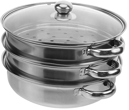 Mikinona Pentola Vapore in Acciaio Inossidabile Tre Strati Con Doppia Funzione e Fondo Doppio Versatile Per Cucina Familiare Risparmio Energetico e Cottura Nutriente