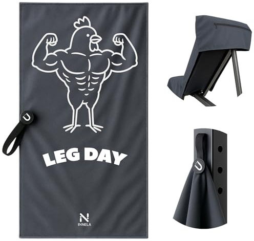 Innela Toalla Microfibra para Gimnasio 60×120 cm con Imán y Bolsillo – Secado Rápido, Antideslizante y Diseño Divertido – Toalla Fitness con Bolsillo con Cremallera (Pollo)