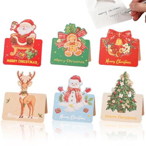12 Buste Natalizie Biglietti Auguri Natale, Cartoline e Biglietti Biglietti Natale Con Filo Rosso, Può Essere Utilizzato Come Ciondolo, Cartoline Natalizio, Biglietti di Buon Natale, Christmas Cards