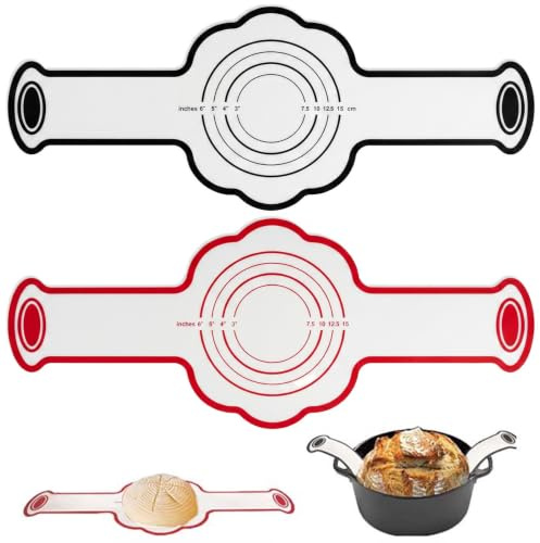2 Pezzi Tappetino in Silicone per Forno Olandese, Riutilizzabili Tappetino per Pane da Forno Olandese con Manici Lunghi, Antiaderente Tappetino in Silicon, per Pizza/Pane a Lievitazione Naturale