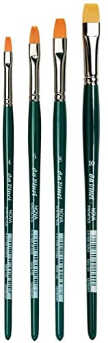 Da Vinci 122 Serie - Aquarell-Pinsel-4er Set NOVA-Synthetik,Hobby Pinsel, Fasern, grünno, 4, 6, 8, 10. Made in Germany