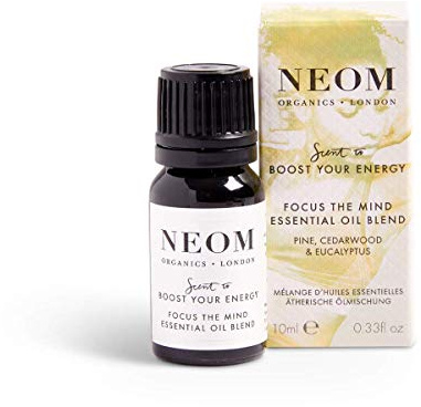 NEOM Focus The Mind Essential Oil Blend,10ml | Pine, Cedarwood & Eucalyptus | Woody Undertones I Refreshing and Calming I Boosts Concentration I Use in Neom Wellbeing Pod or add to bath