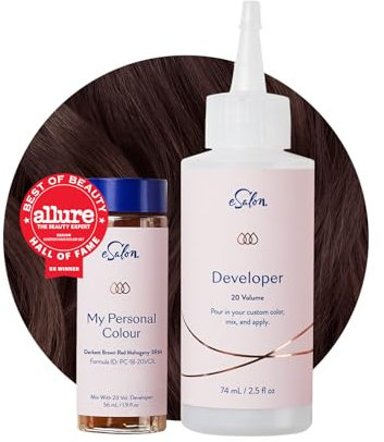 eSalon Coloration Permanente - Sans Ammoniaque Sans PPD - Couvre 100% des cheveux blancs - Résultat Professionnel - Brun Rouge Acajou 3RM