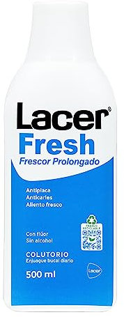 LACERFRESH - Fresh Colutorio 500 ml, Enjuague Bucal Diario, Combate el Mal Aliento, Protección de Encias, sin Alcohol, con Flúor y Triclosán, Sabor Fresco de Efecto Prolongado