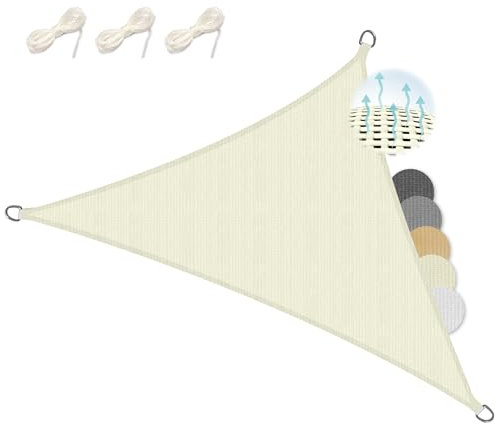 Sol Royal - Vela de sombreado Triangular (6 x 6 x 6 m, HDPE SolVision HS9, Tela de Sombra Transpirable y UV, protección Solar, balcón, Piscina, jardín, terraza, Patio 600 x 600 x 600 cm), Color Beige
